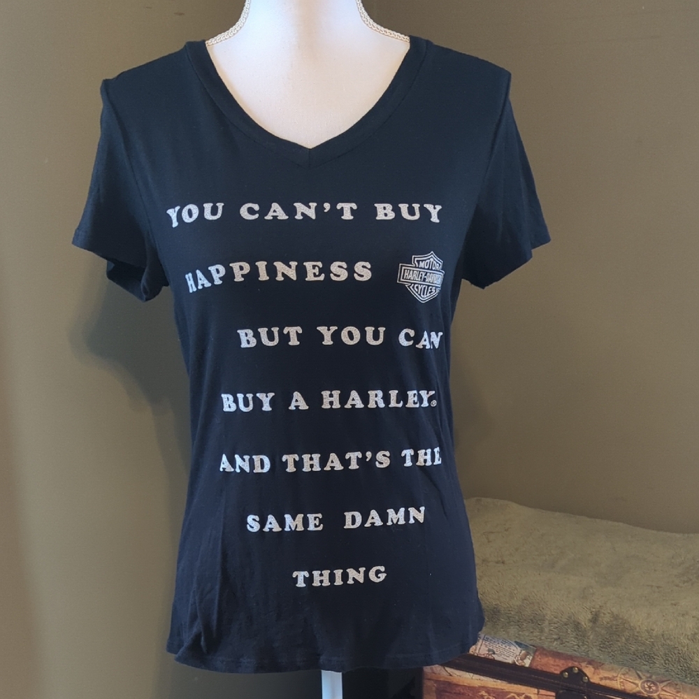 Harley-Davidson Black Tee with White Text
